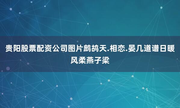 贵阳股票配资公司图片鹧鸪天.相恋.晏几道谱日暖风柔燕子梁